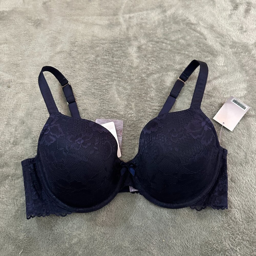 NWT Savage x Fenty Navy Blue Lace Underwire Bra Women's size 38DD